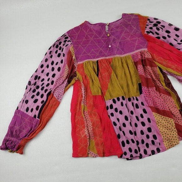 Blank London Miranda Peasant Blouse Womens Large Pink Anthropologie Boho Top - Picture 11 of 16